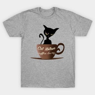 Black cat mother coffee lover T-Shirt